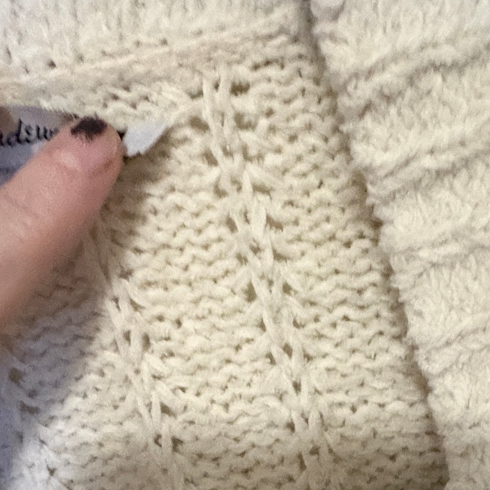 🌤️🧶🌈Madewell Cream Open Front Cardigan Sweater w/ Red Yellow Green Stripes Small - Picture 6 of 6